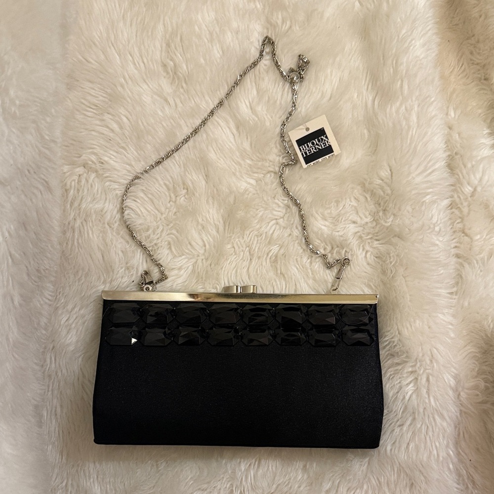 Bijoux Terner Black Beaded Evening Clutch w/ Chain Strap – NWT